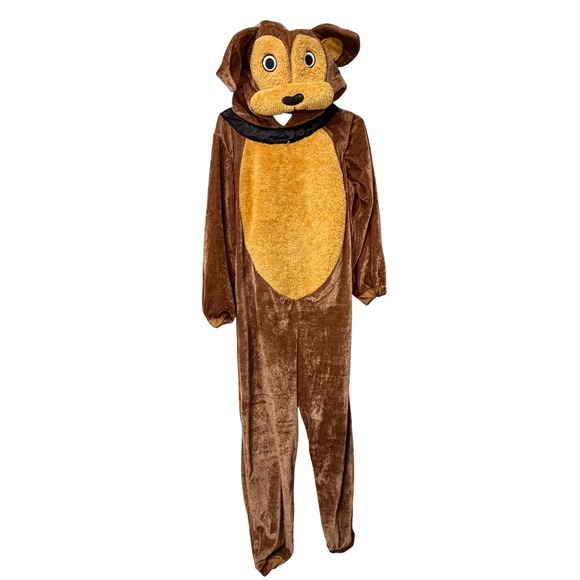 Smiffys Other - Smiffys Kids Dog Costume Brown Velour Hooded Jumpsuit Size 4-6 Years Halloween